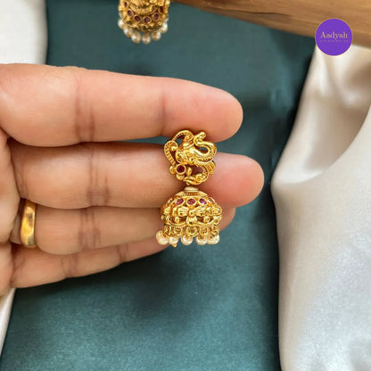 Elephant Gold Jhumkas - Gold