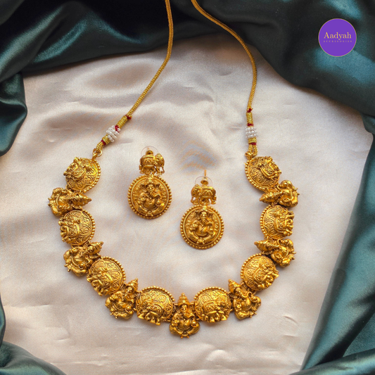 Elephant & Ganesha Motif Necklace Set - Short