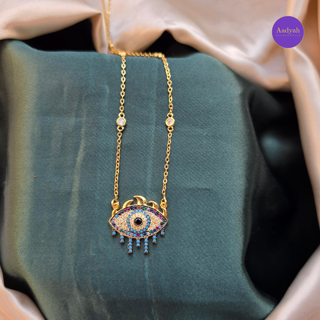 Evil Eye Anti Tarnish Pendant Chain - Gold
