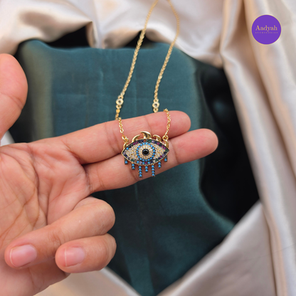 Evil Eye Anti Tarnish Pendant Chain - Gold