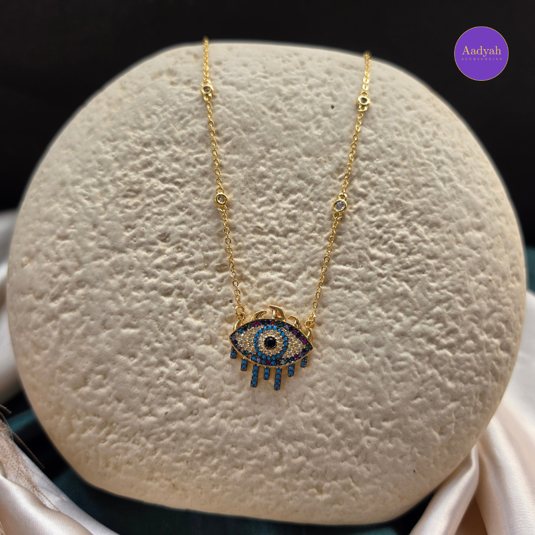 Evil Eye Anti Tarnish Pendant Chain - Gold