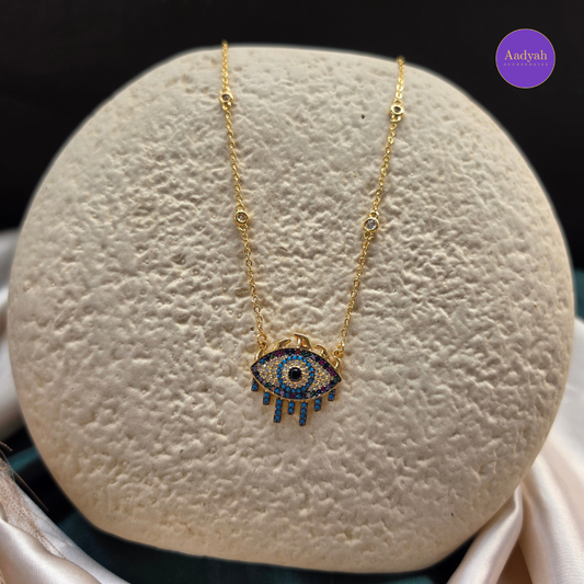Evil Eye Anti Tarnish Pendant Chain - Gold