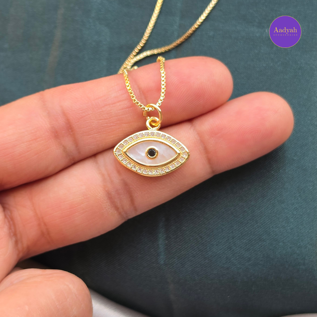 Evil Eye Anti Tarnish Pendant Chain - Gold