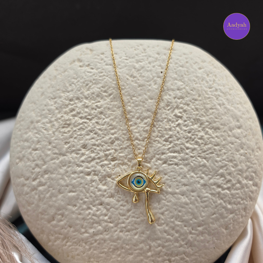 Evil Eye Anti Tarnish Pendant Chain - Gold