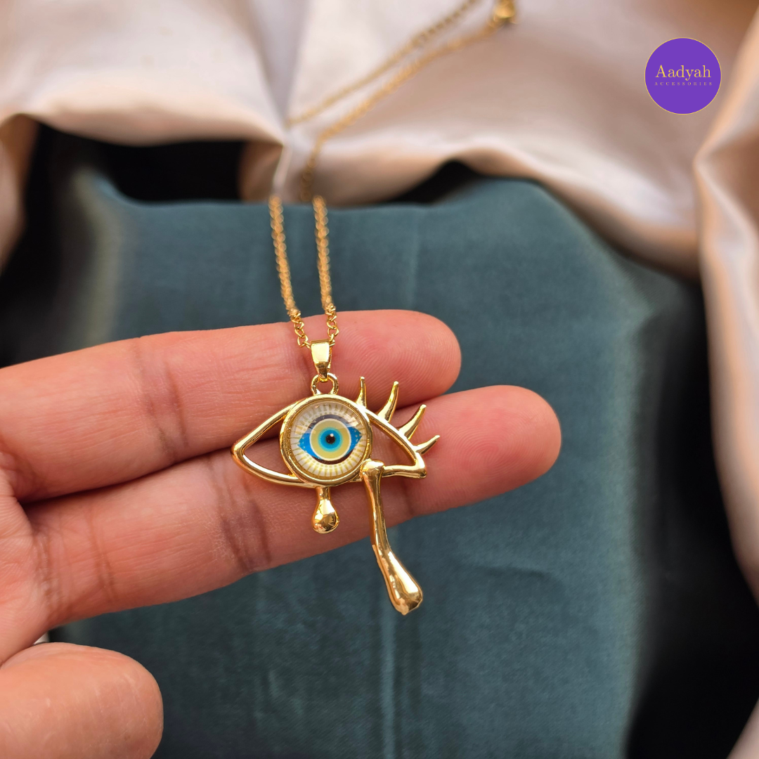Evil Eye Anti Tarnish Pendant Chain - Gold