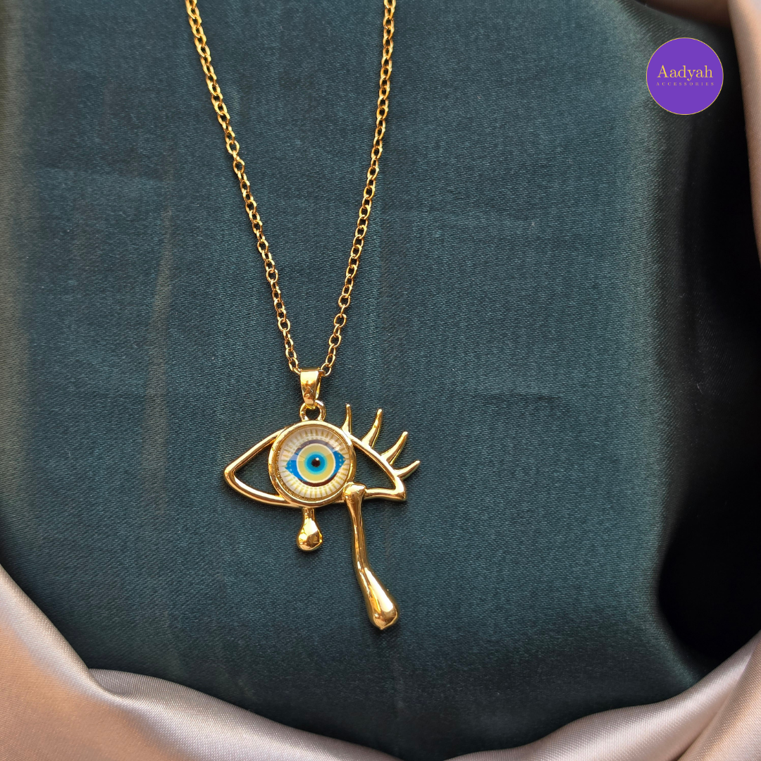 Evil Eye Anti Tarnish Pendant Chain - Gold