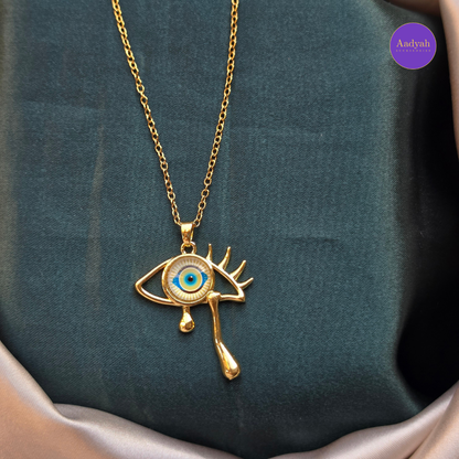 Evil Eye Anti Tarnish Pendant Chain - Gold