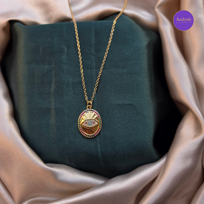 Evil Eye Anti Tarnish Pendant Chain - Gold