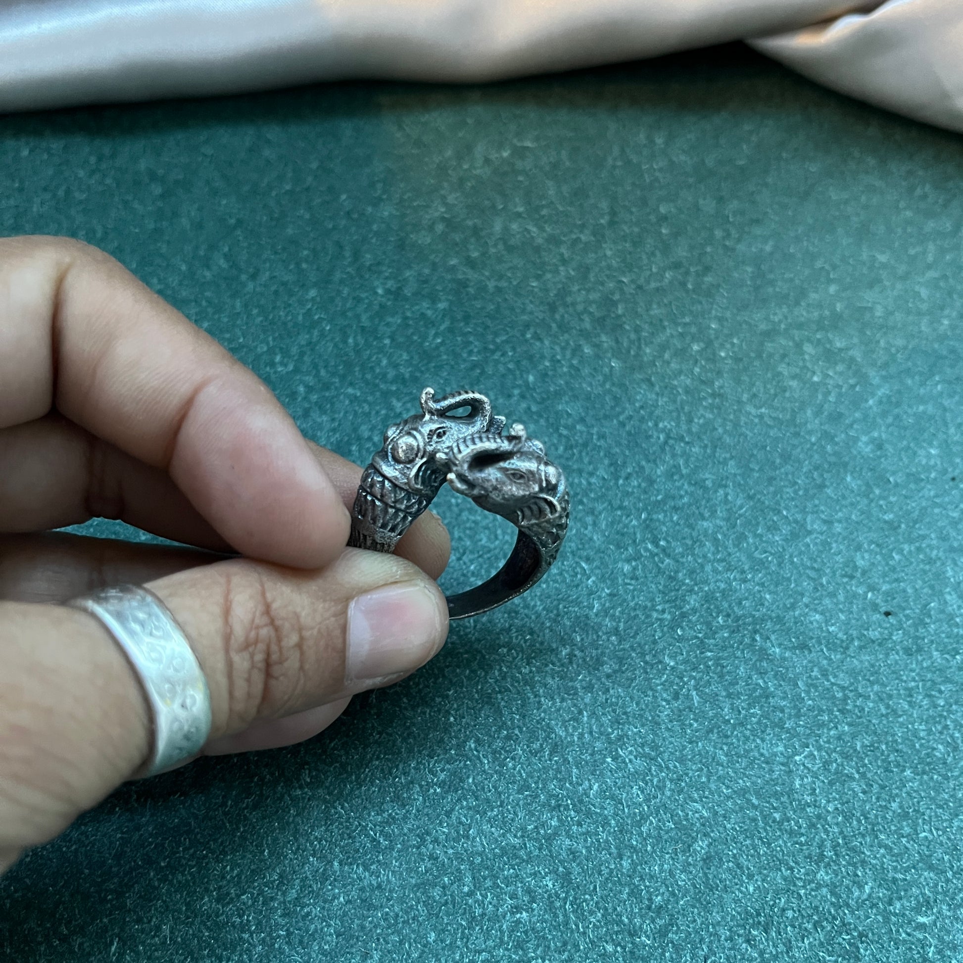 Oxidised German silver ring geometric design with vintage appeal, perfect for casual and cultural occasions,Vintage style German silver tone ring oxidised look with floral motifs, ideal for everyday ethnic fashion
