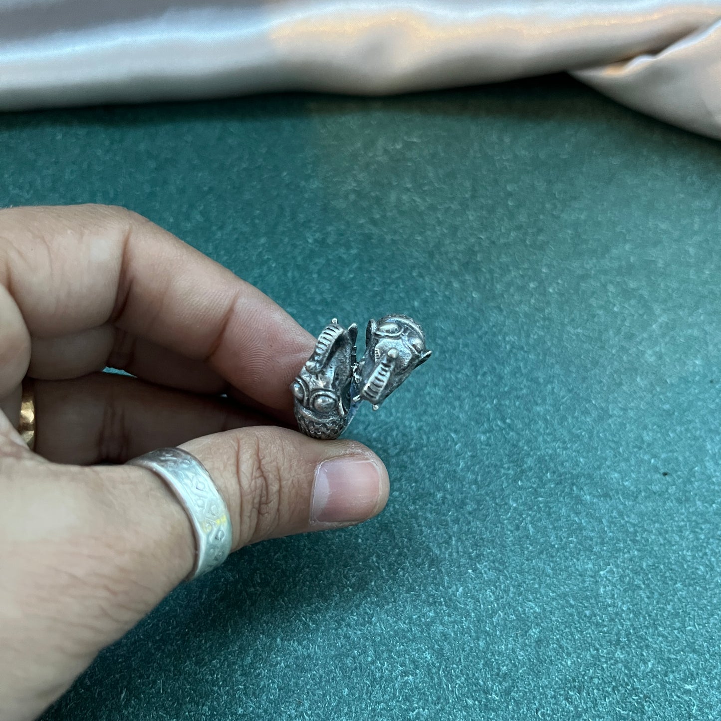 Oxidised German silver ring geometric design with vintage appeal, perfect for casual and cultural occasions,Vintage style German silver tone ring oxidised look with floral motifs, ideal for everyday ethnic fashion