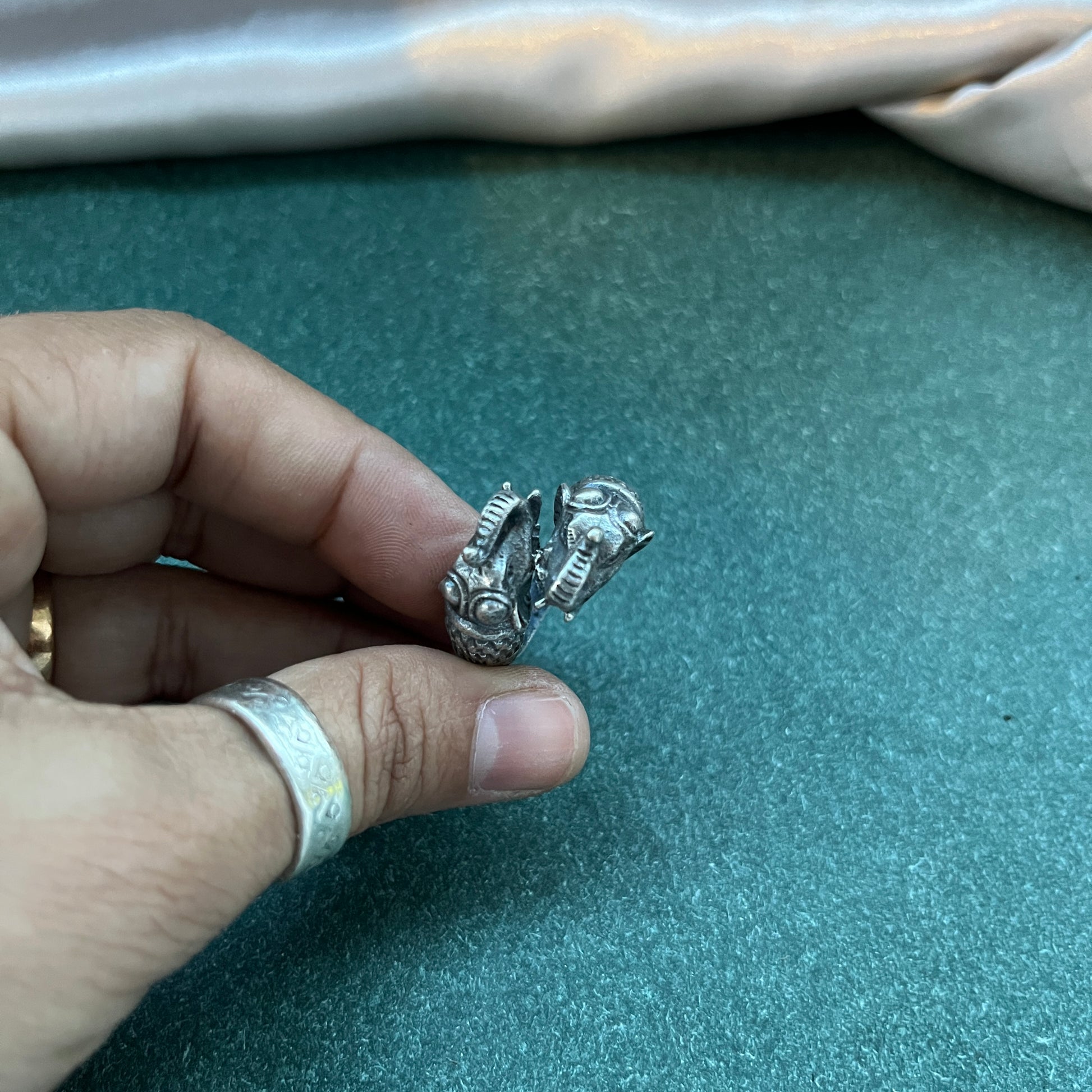 Oxidised German silver ring geometric design with vintage appeal, perfect for casual and cultural occasions,Vintage style German silver tone ring oxidised look with floral motifs, ideal for everyday ethnic fashion
