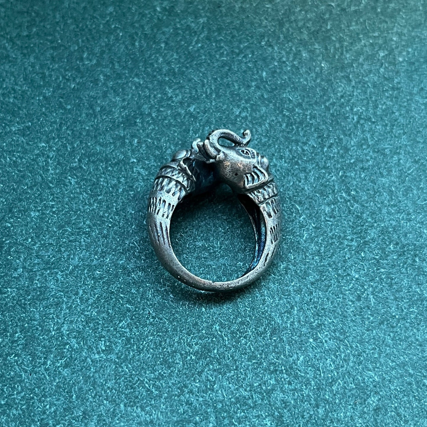 Oxidised German silver ring geometric design with vintage appeal, perfect for casual and cultural occasions,Vintage style German silver tone ring oxidised look with floral motifs, ideal for everyday ethnic fashion