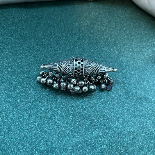 Oxidised German silver ring geometric design with vintage appeal, perfect for casual and cultural occasions,Vintage style German silver tone ring oxidised look with floral motifs, ideal for everyday ethnic fashion