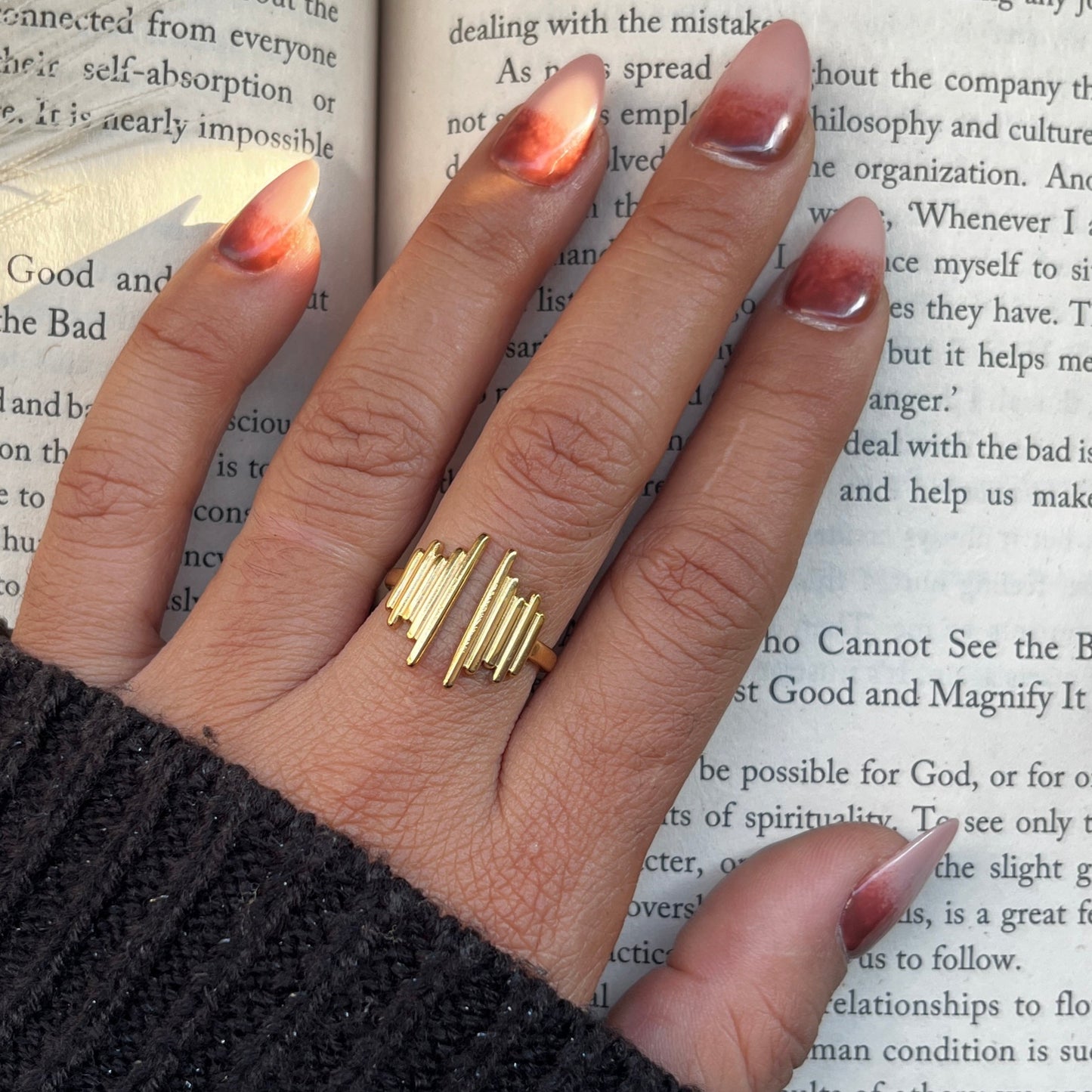 Sleek 18K gold plated ring minimalist design for modern, elegant fashion,Dainty 18K gold plated adjustable ring simple, refined design ideal for casual and formal wear