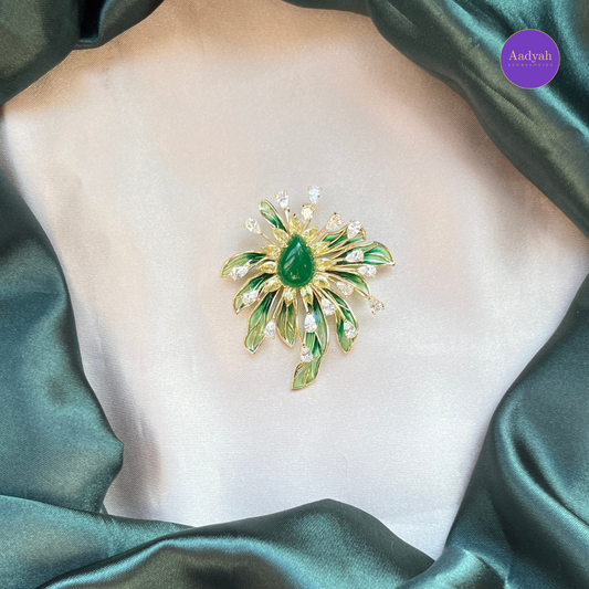 Floral Brooch - Green
