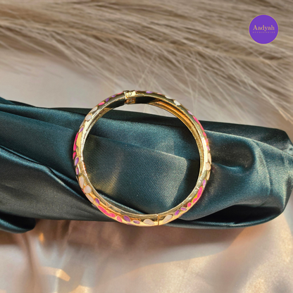 Anti-Tarnish Floral Enamel Bangle - Openable