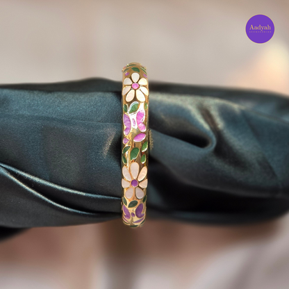 Anti-Tarnish Floral Enamel Bangle - Openable