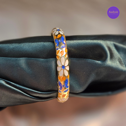 Anti-Tarnish Floral Enamel Bangle - Openable