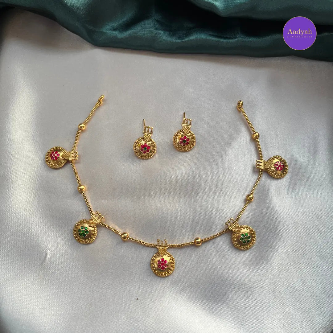 Floral Enamel Necklace Set – Multi Colour