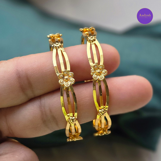 Floral Gold Look Baby Bangles - Set of 2