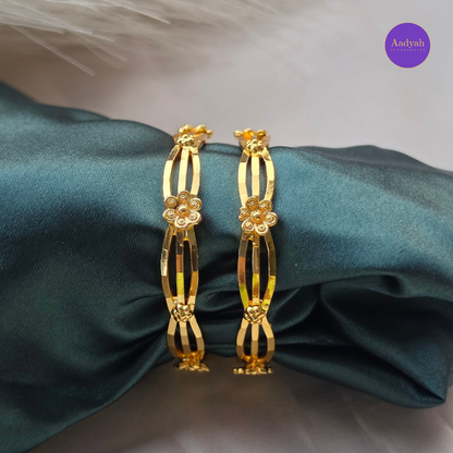 Floral Gold Look Baby Bangles - Set of 2