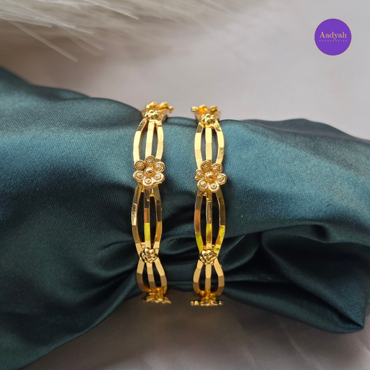 Floral Gold Look Baby Bangles - Set of 2