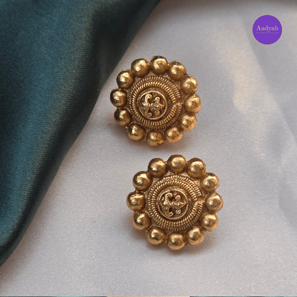 Floral Gundu Gold Look Necklace Set - Matt