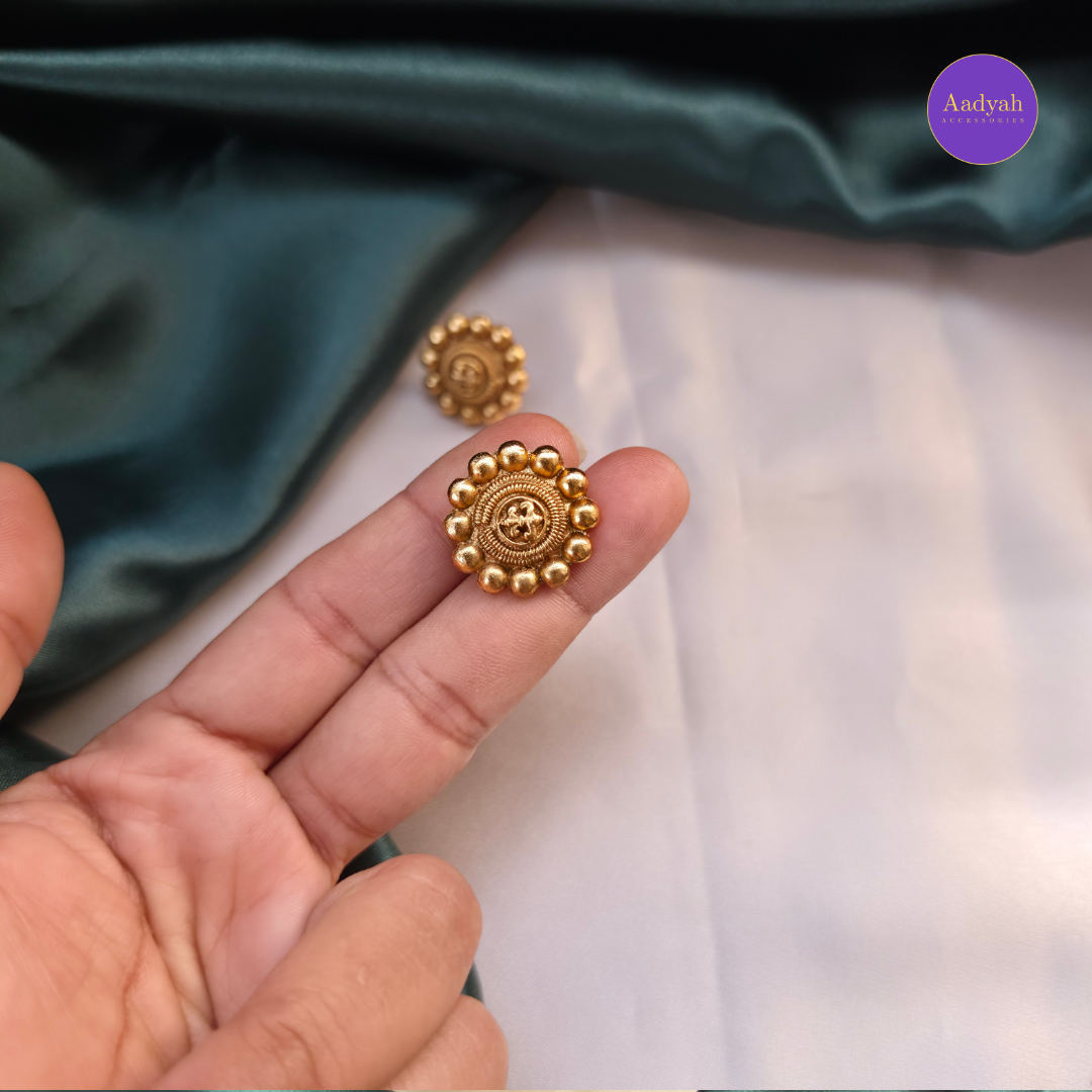 Floral Gundu Gold Look Necklace Set - Matt