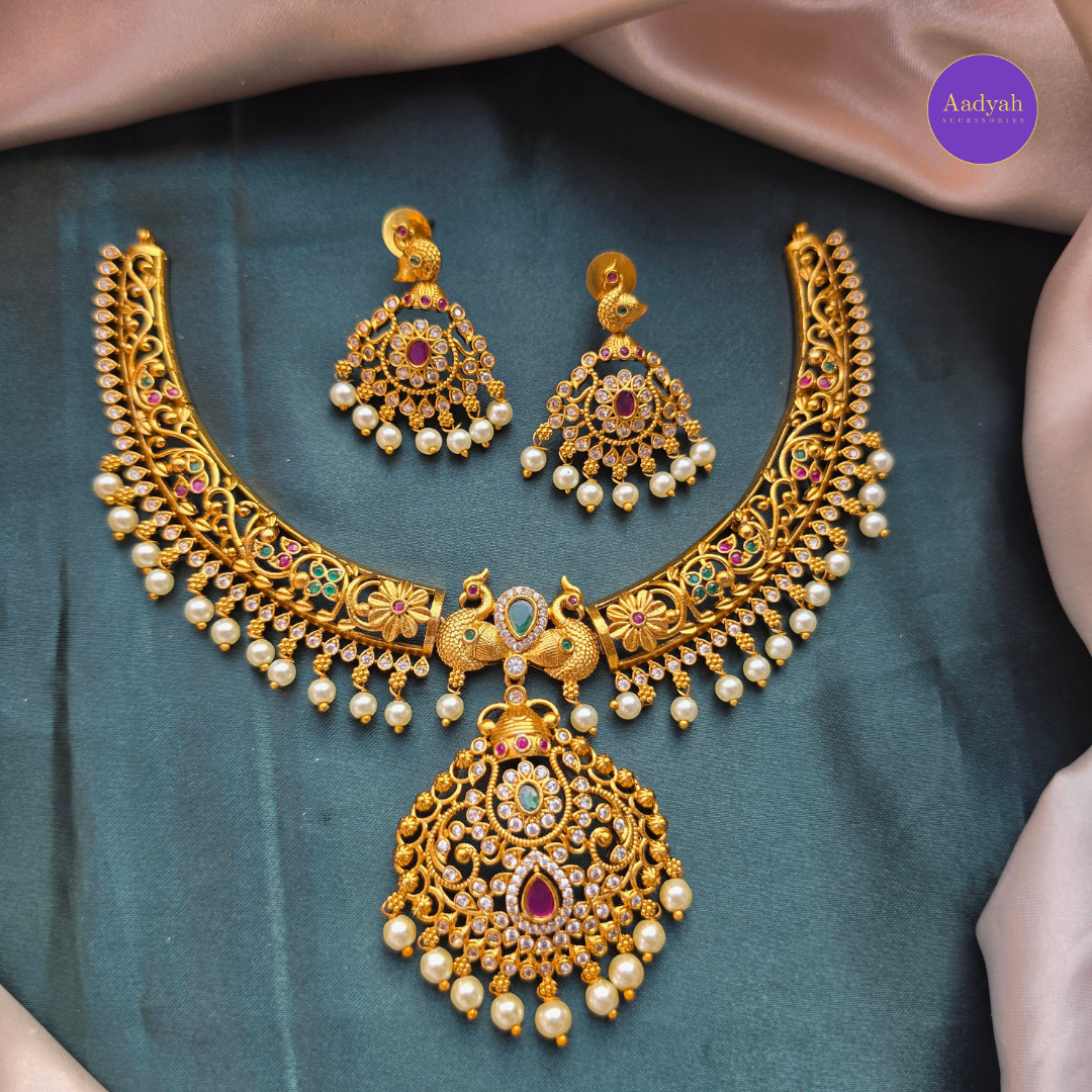 Floral Hasli Necklace Set - Multi