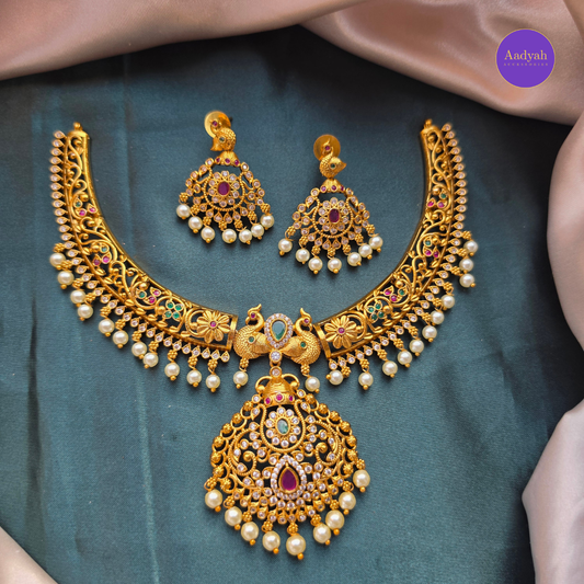 Floral Hasli Necklace Set - Multi
