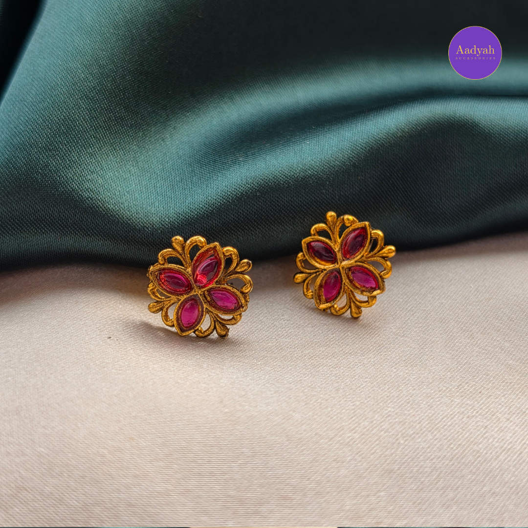 Floral Matt Polish Choker Set - Ruby