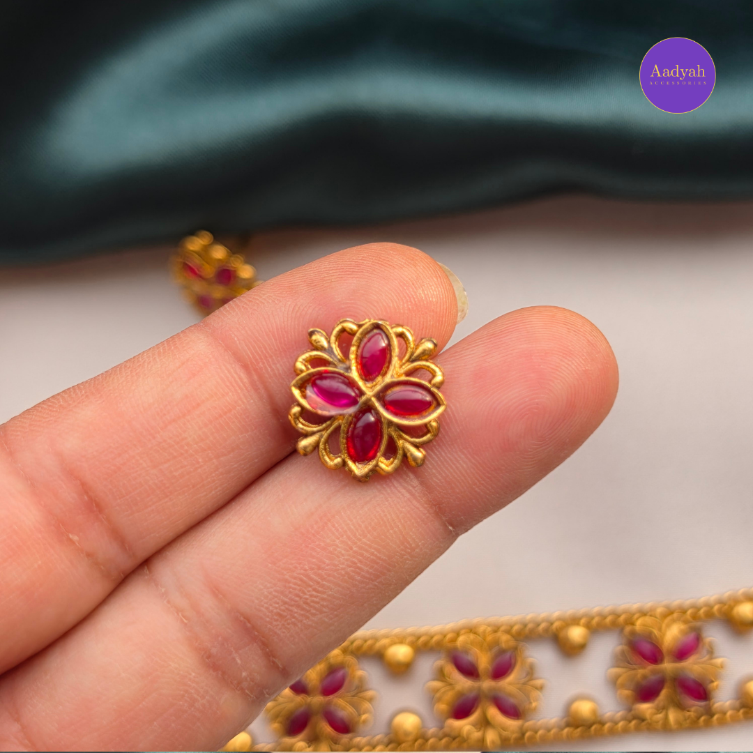 Floral Matt Polish Choker Set - Ruby