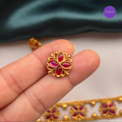 Floral Matt Polish Choker Set - Ruby