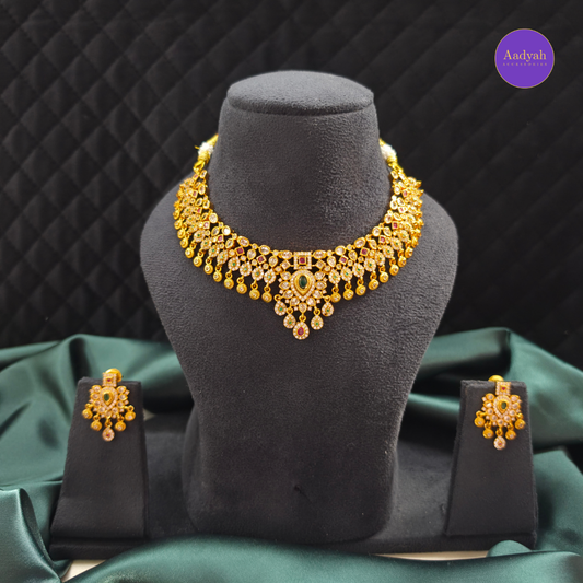 Floral Multi Neckalce Set - Gold