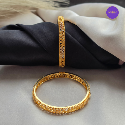 Floral White Stone Design Baby Bangle - Set Of 2
