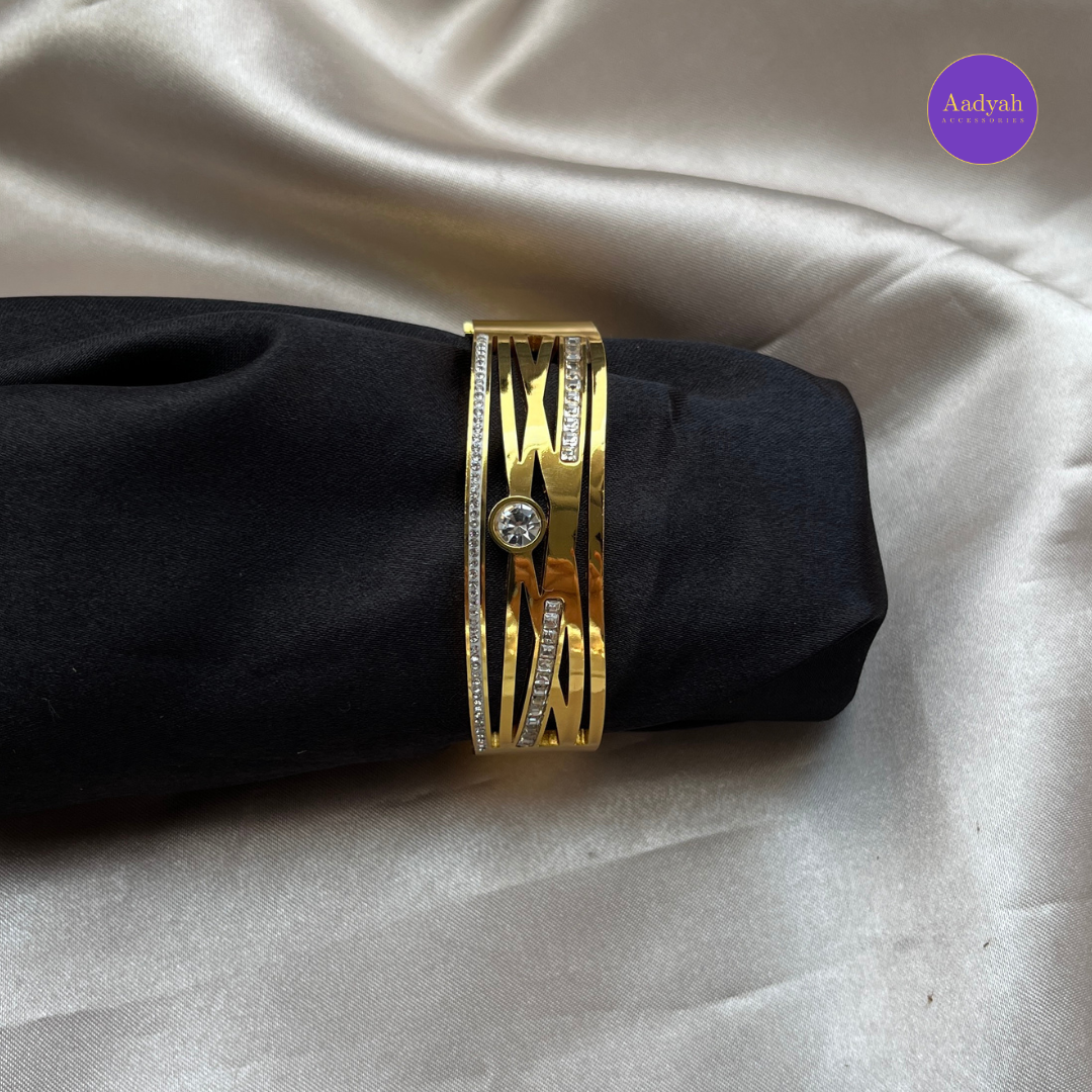 Anti-Tarnish Stone Studded Korean Bangle - Small Size