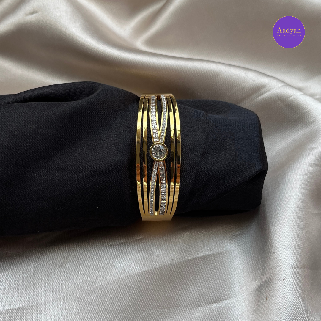 Anti-Tarnish Stone Studded Korean Bangle - Small Size