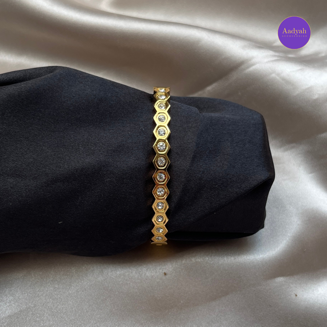 Anti-Tarnish Stone Studded Korean Bangle - Small Size