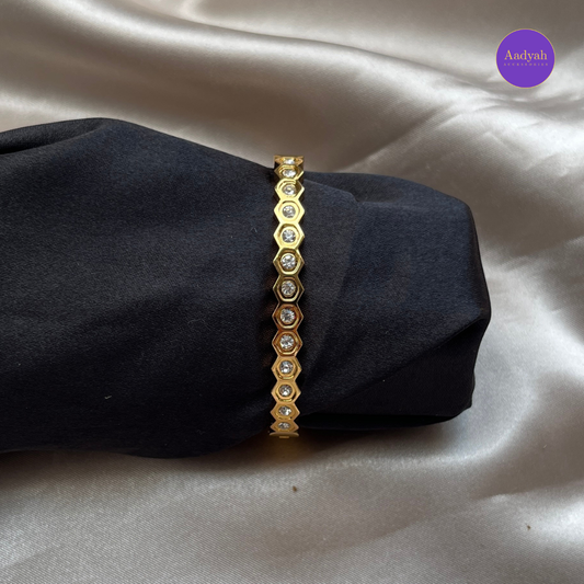 Anti-Tarnish Stone Studded Korean Bangle - Small Size