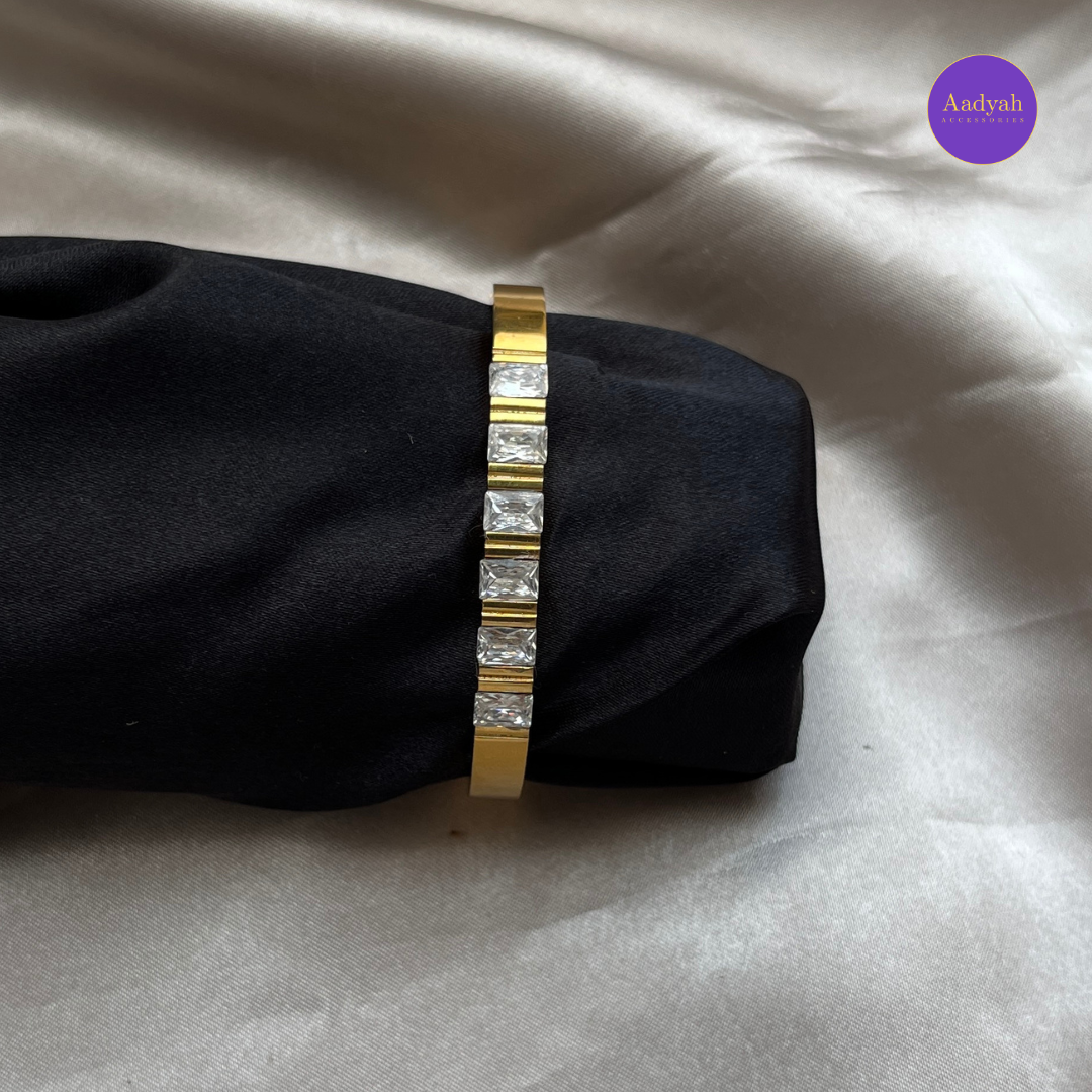 Anti-Tarnish Stone Studded Korean Bangle - Small Size