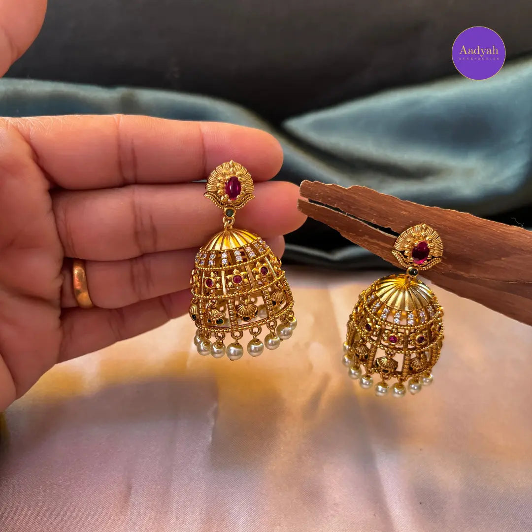 Gold Jhumkas - Multi
