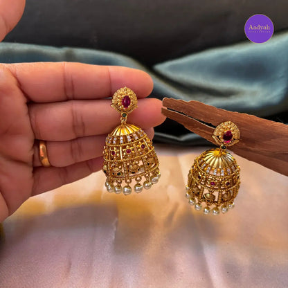 Gold Jhumkas - Multi