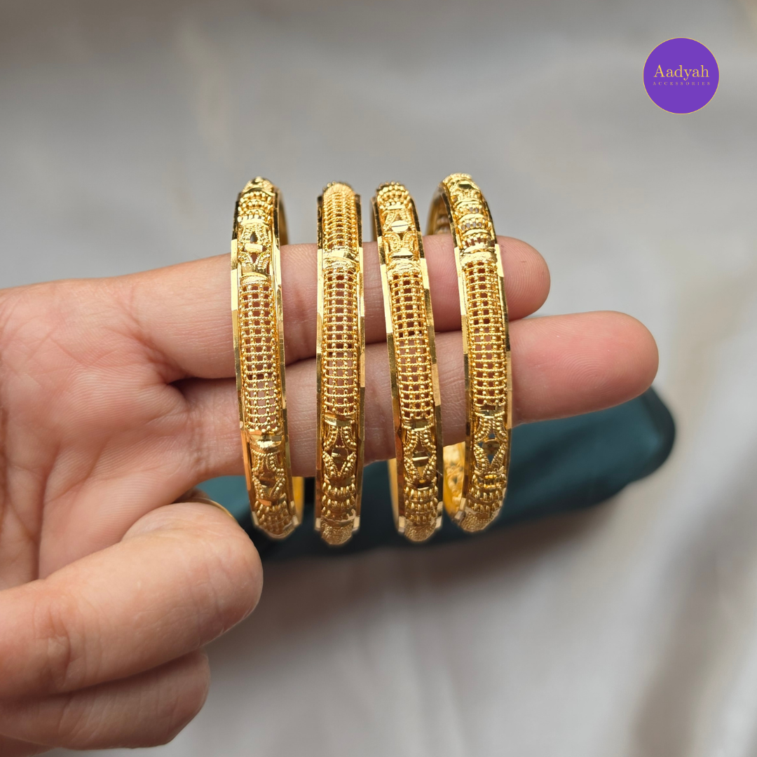 Gold Look Bangles - Set of 4