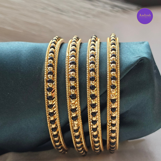 Gold Look Beaded Baby Bangles - Set of 4