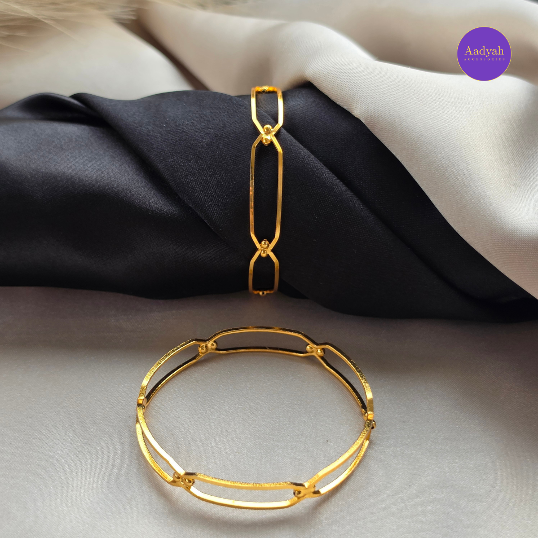 Gold Look Designer Baby Bangle - Set of 2