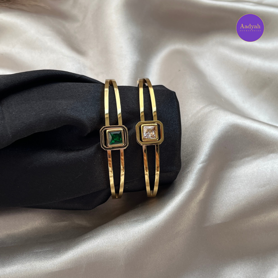 Anti-Tarnish Stone Studded Korean Bangle - Small Size