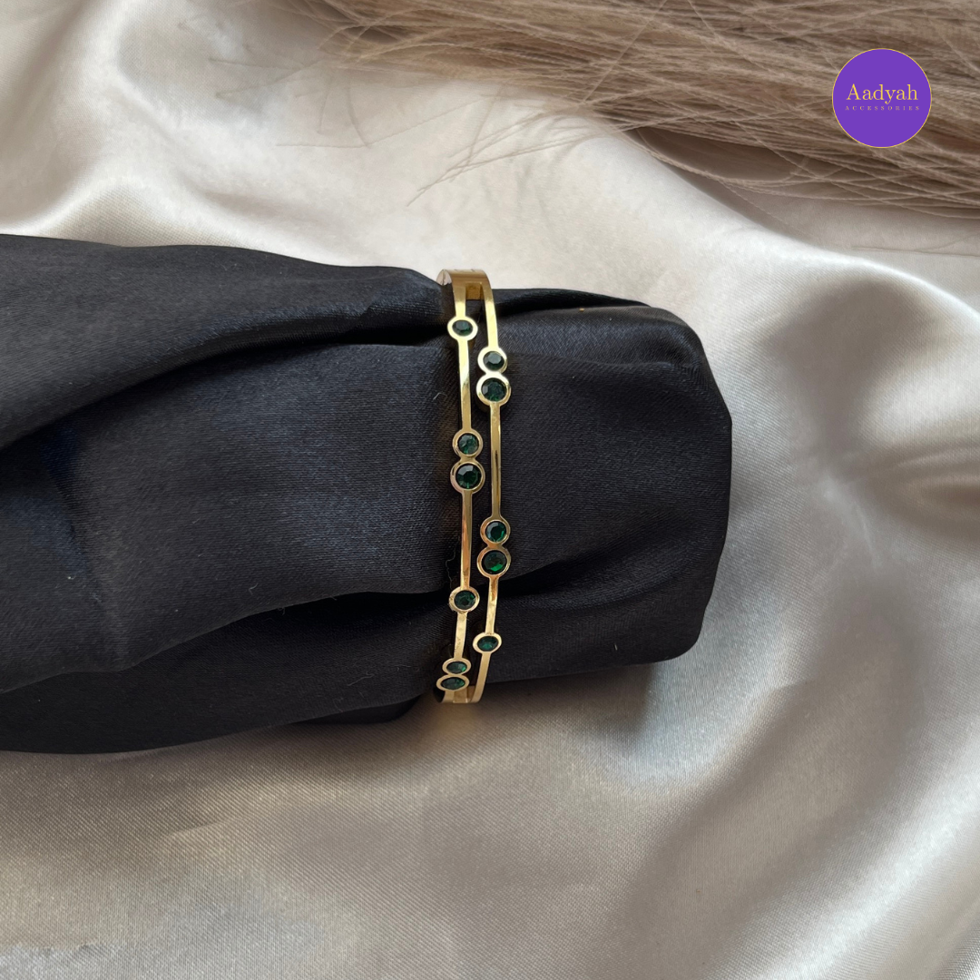 Anti-Tarnish Stone Studded Korean Bangle - Small Size