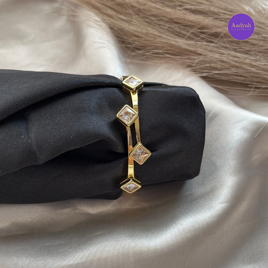 Anti-Tarnish Stone Studded Korean Bangle - Small Size