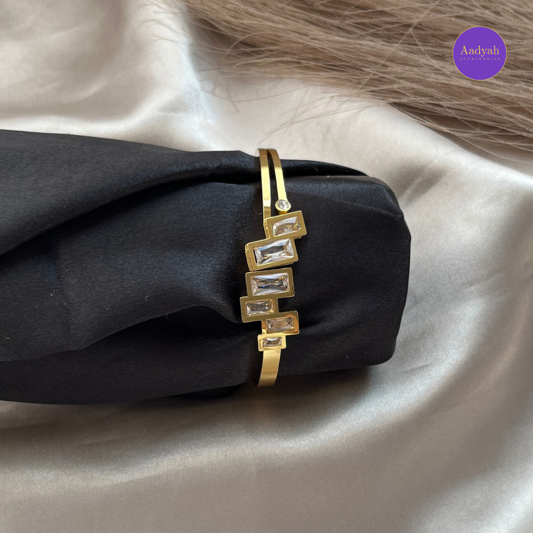Anti-Tarnish Stone Studded Korean Bangle - Small Size