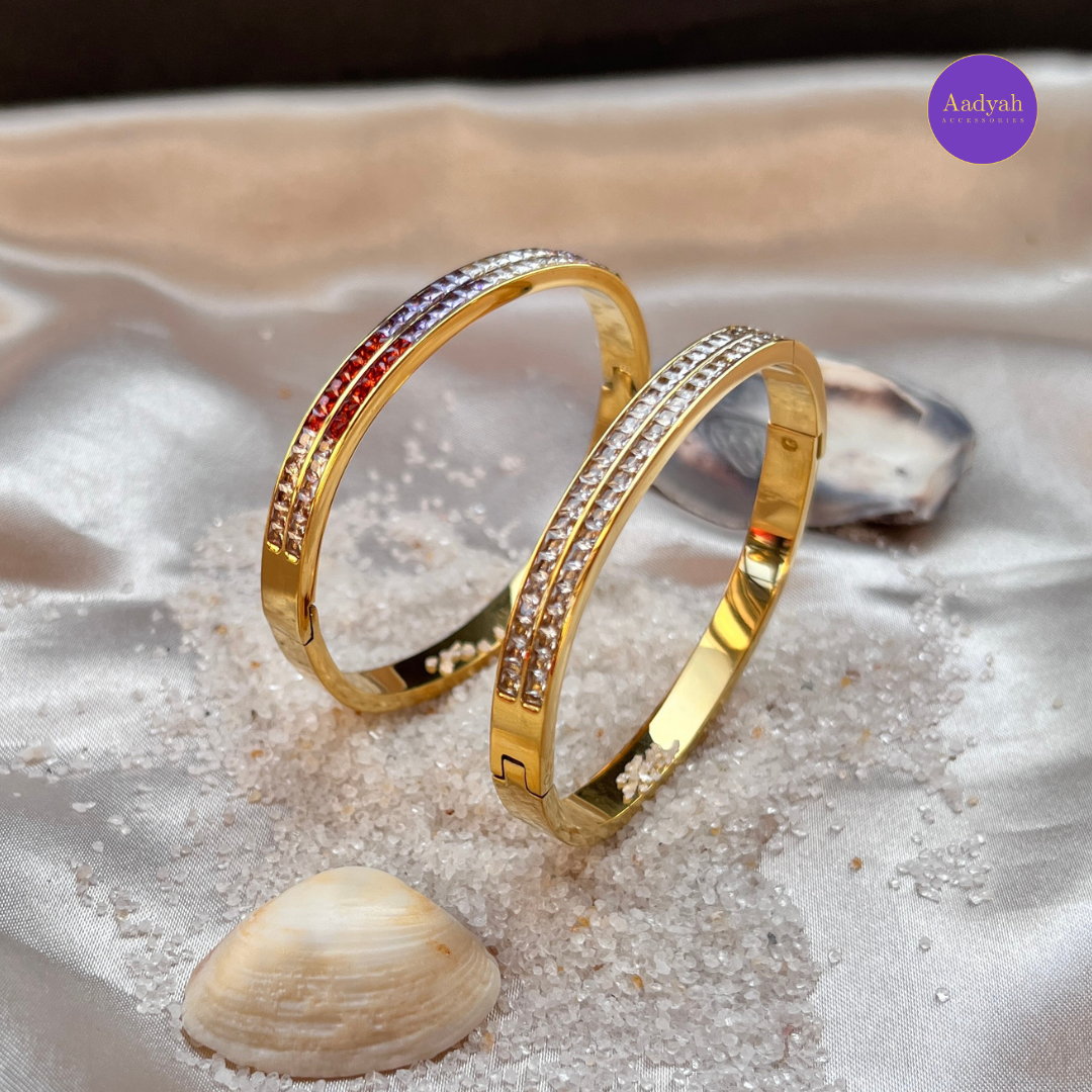 Anti-Tarnish Stone Studded Korean Bangle - Small Size